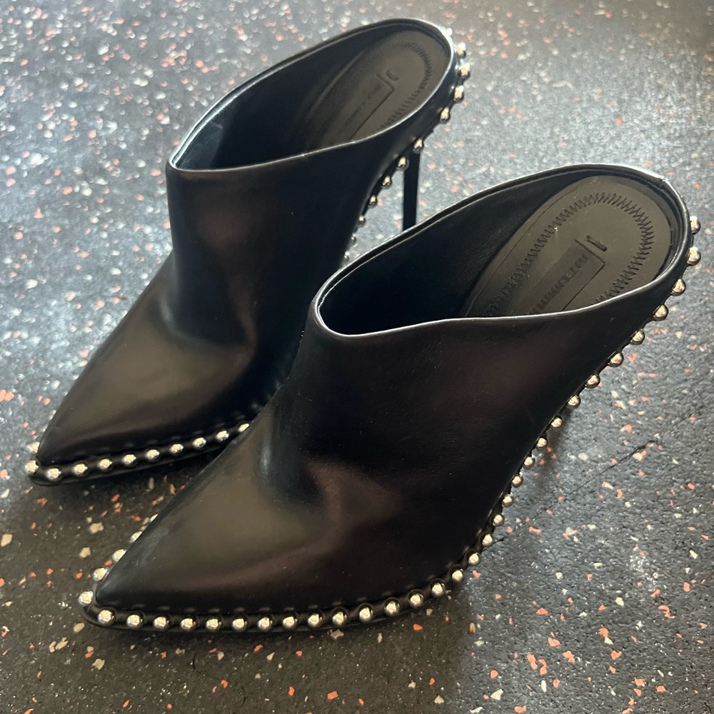 Alexander Wang Black Studded-Trimmed Mules